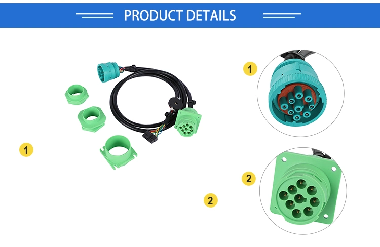 Universal SAE J1939 9pin Eld Y Cable to Micro-Fit 16pin with Brackets and Buzzer