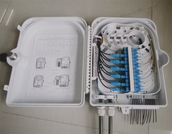 Scatola terminale in fibra ottica impermeabile con montaggio su palo a parete a 8 core, 16 core, 24 core con splitter, scatola di distribuzione in fibra ottica, scatola di giunzione, attrezzatura in fibra ottica, scatola tazza FTTH