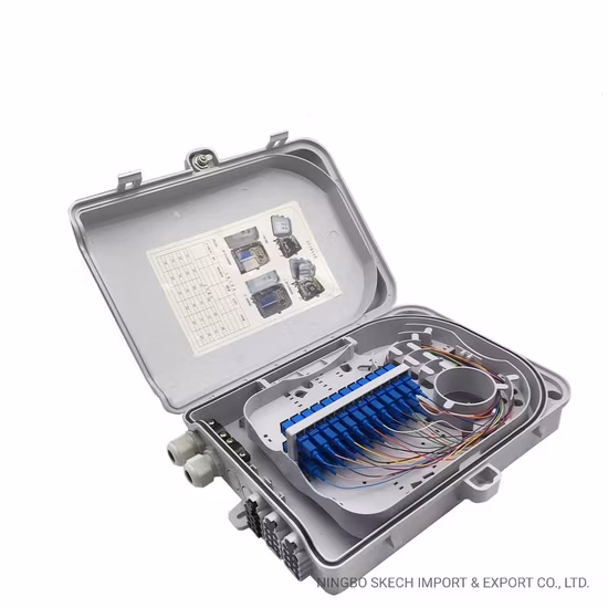 Scatola di distribuzione in fibra ottica Scatola di giunzione in fibra ottica FTTH a 24 core per splitter 1:16/2:8 Scatola in fibra per montaggio a parete 24 porte Fibre di uscita